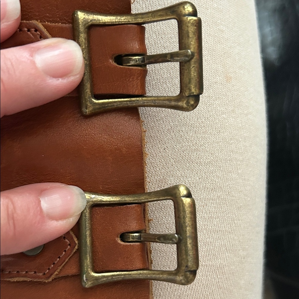 Arden B Brown Leather Belt with Gold Studs - Picture 3 of 16